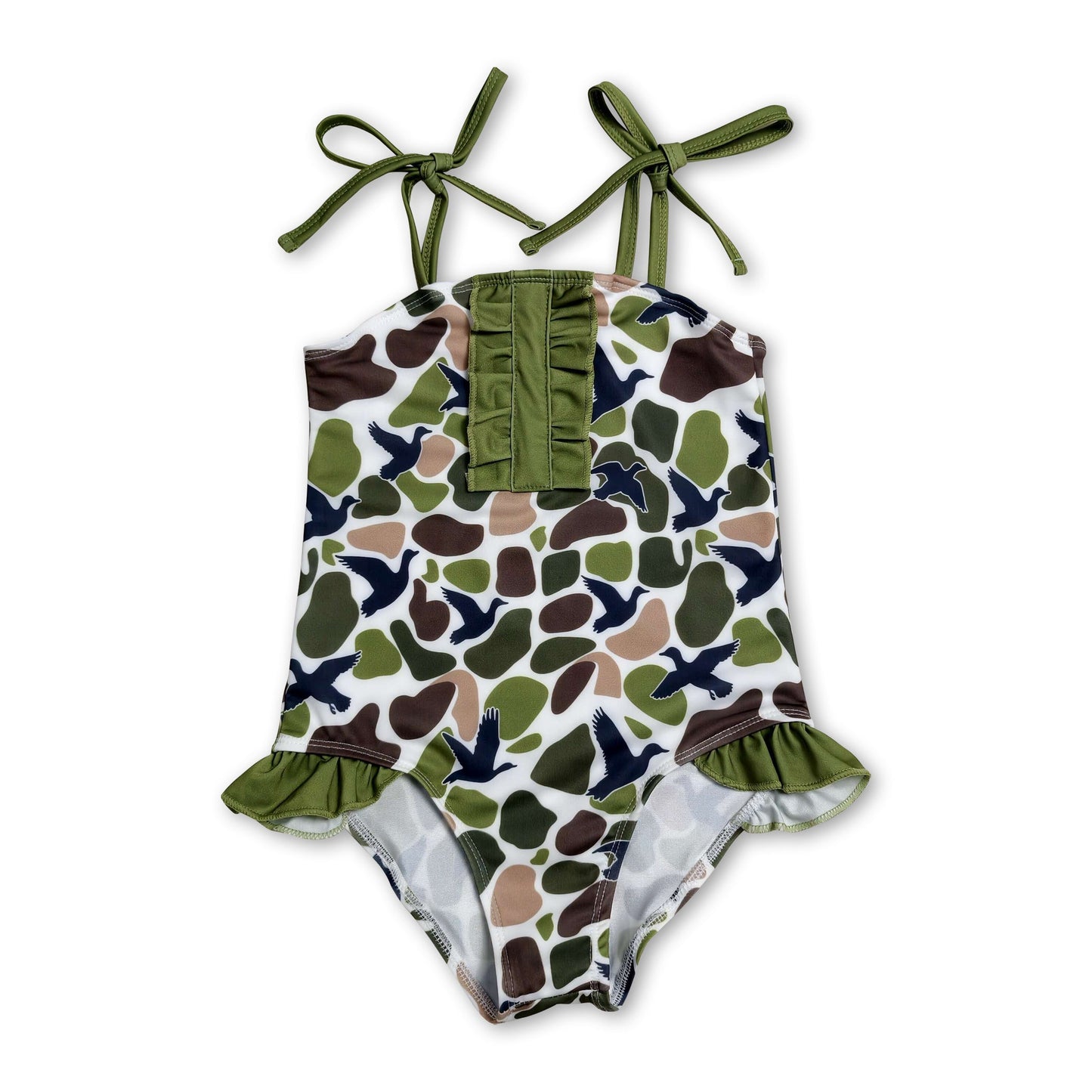 Straps duck camo hunting girls one piece swimsuit