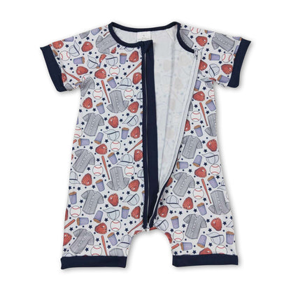 Short sleeves baseball baby boy romper