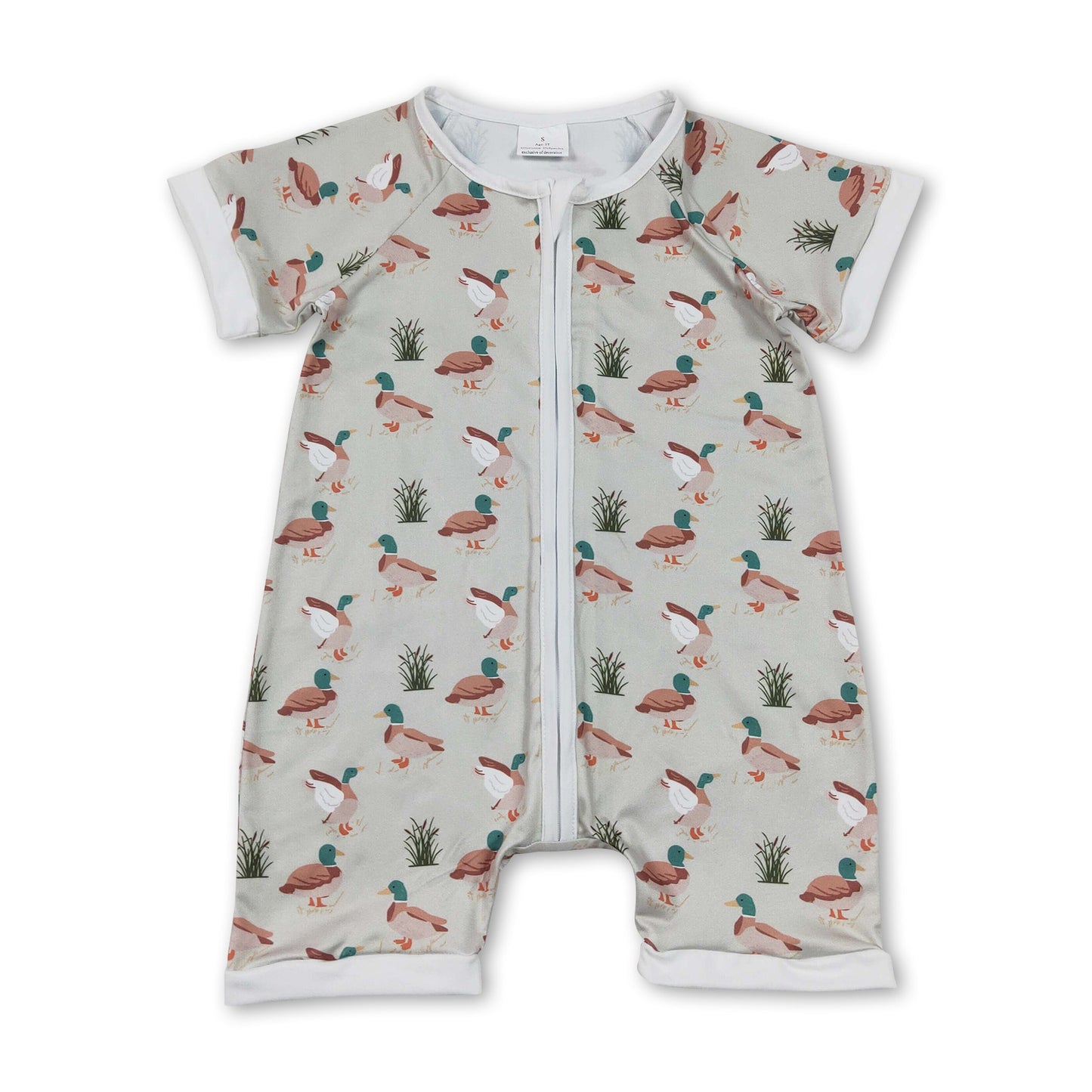 Short sleeves duck baby boy summer zipper romper