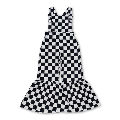 Black straps kids girls bell bottoms jumpsuit