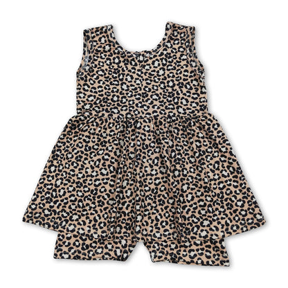 Sleeveless leopard kids girls summer one piece jumpsuit