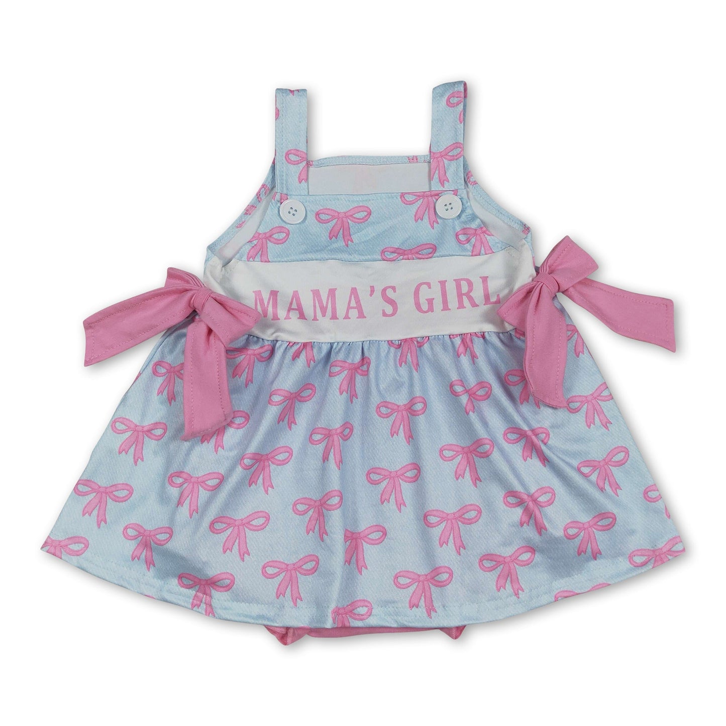 Straps mama's girl bow baby girls summer romper
