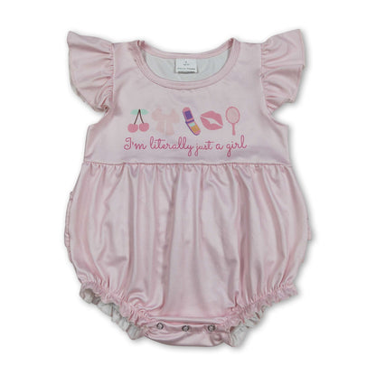 I'm literally just a girl ruffle make up baby romper