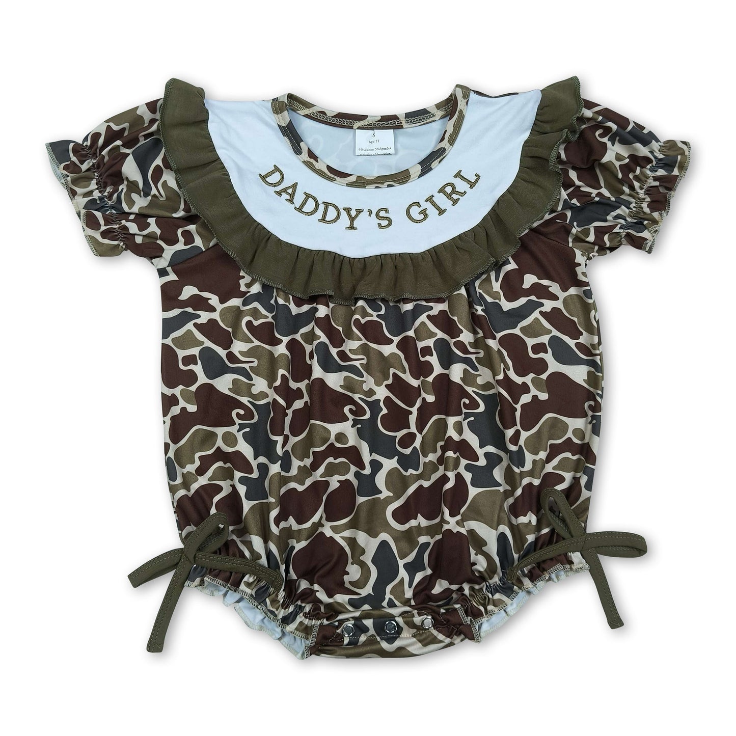 Short sleeves ruffle daddy's girl camo baby romper