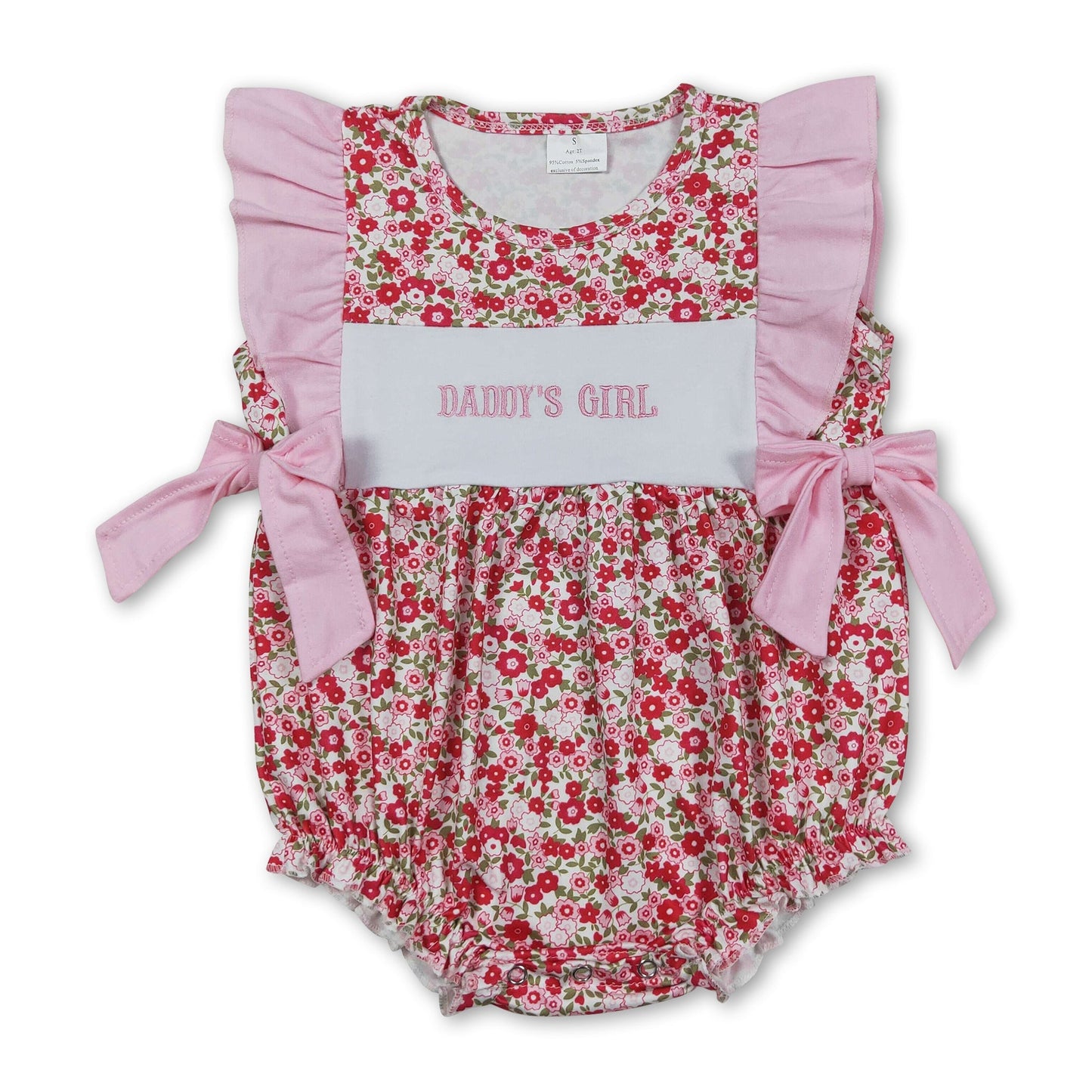 Flutter sleeves daddy's girl embroidery floral baby girl romper