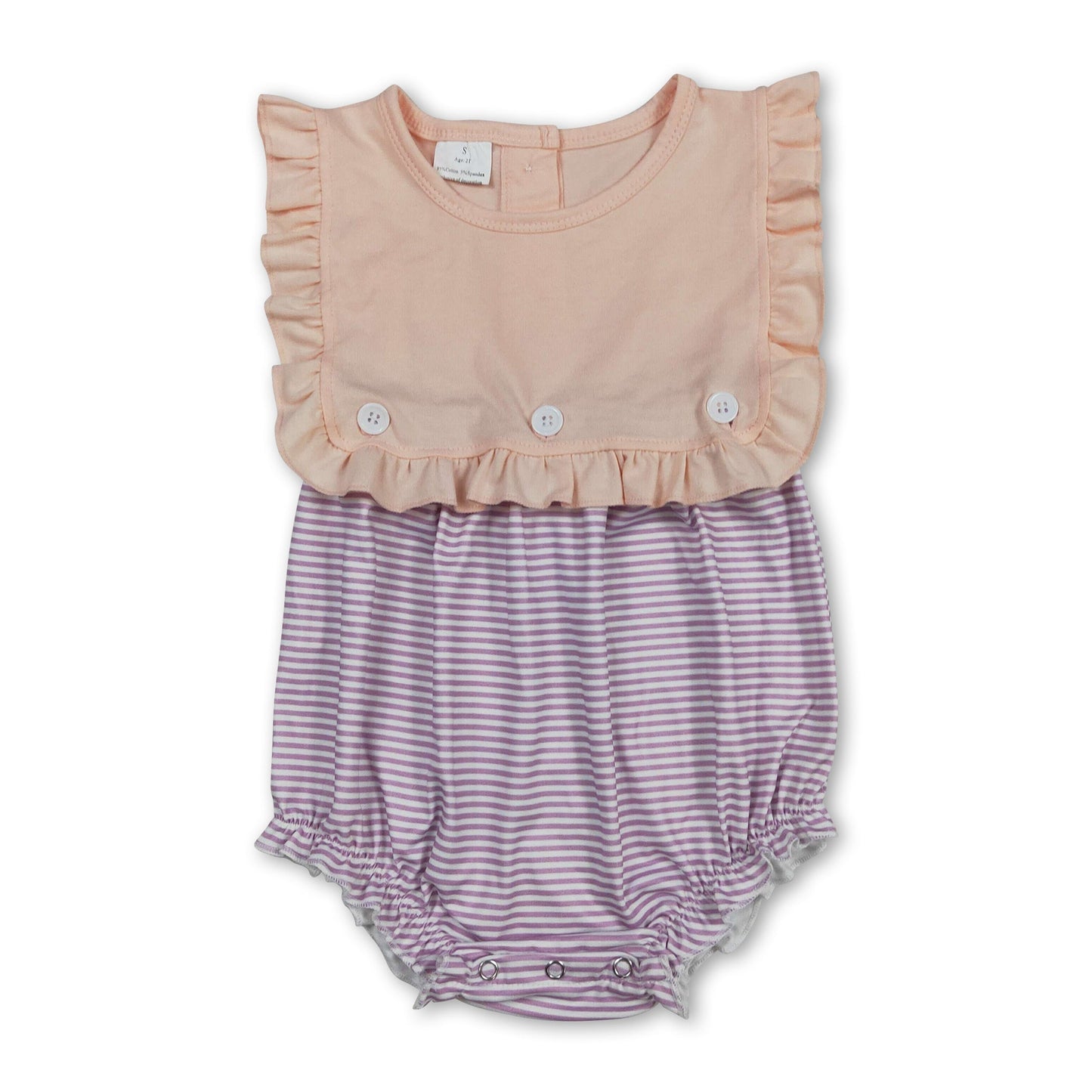 Purple stripe ruffle baby girls summer romper