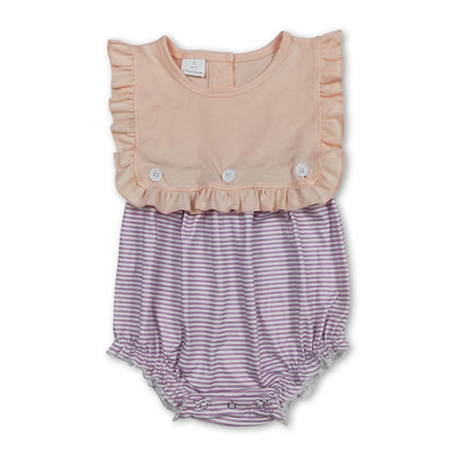 Purple stripe ruffle baby girls summer romper