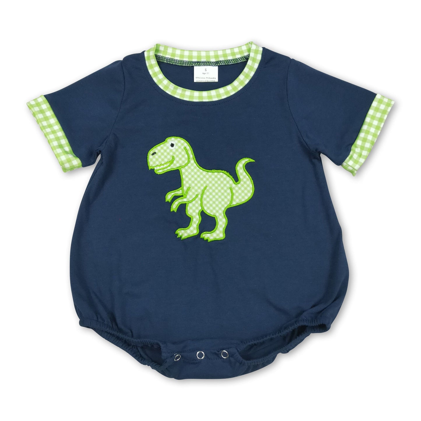 Short sleeves dinosaur embroidery baby summer romper