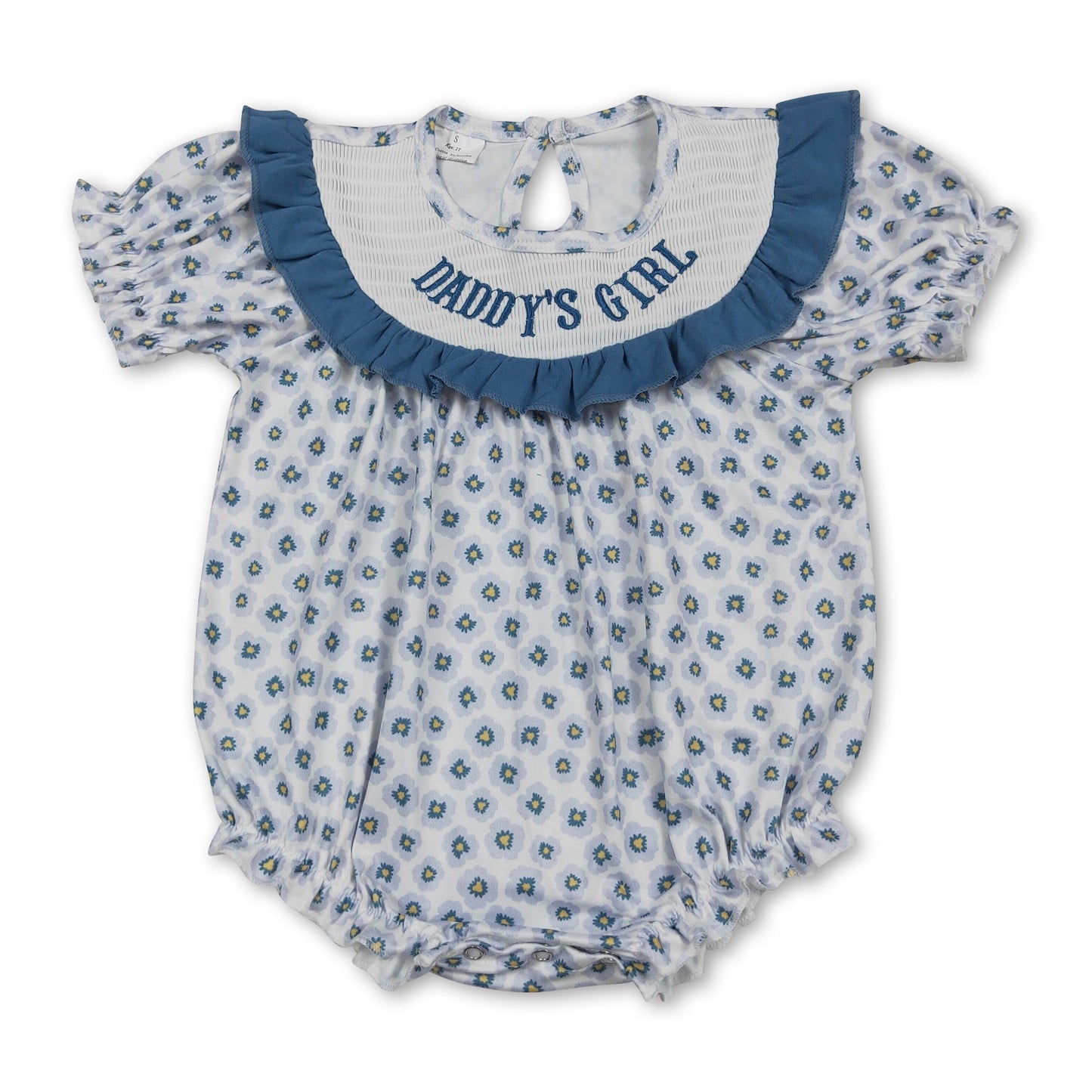Daddy's girl smocked floral short sleeves baby girls romper