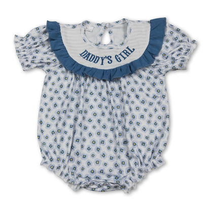 Daddy's girl smocked floral short sleeves baby girls romper