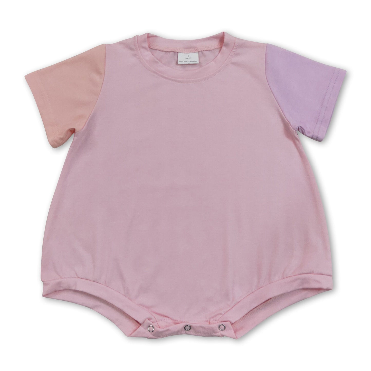 Short sleeves cotton pink baby girls summer romper