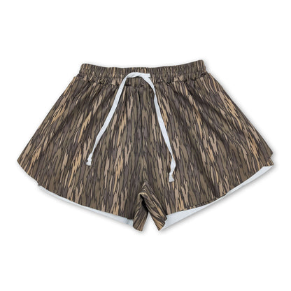 Olive camo adult women summer active shorts