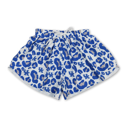 Blue leopard U K adult women team active shorts