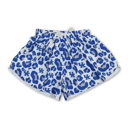 Blue leopard U K adult women team active shorts