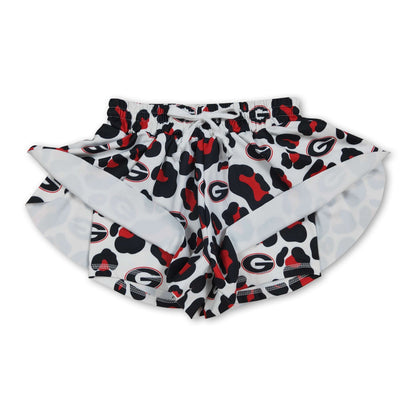 Red leopard G kids girls team active summer YOGA shorts