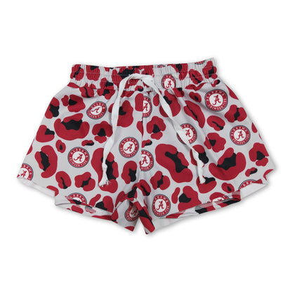 Red leopard A kids girls team active summer shorts