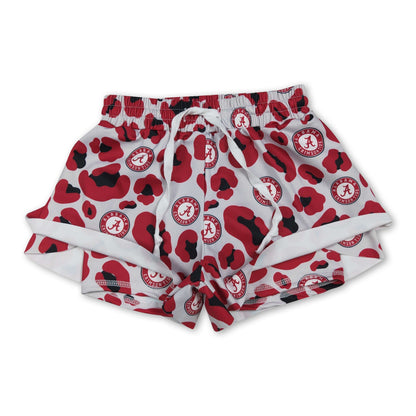 Red leopard A kids girls team active summer shorts