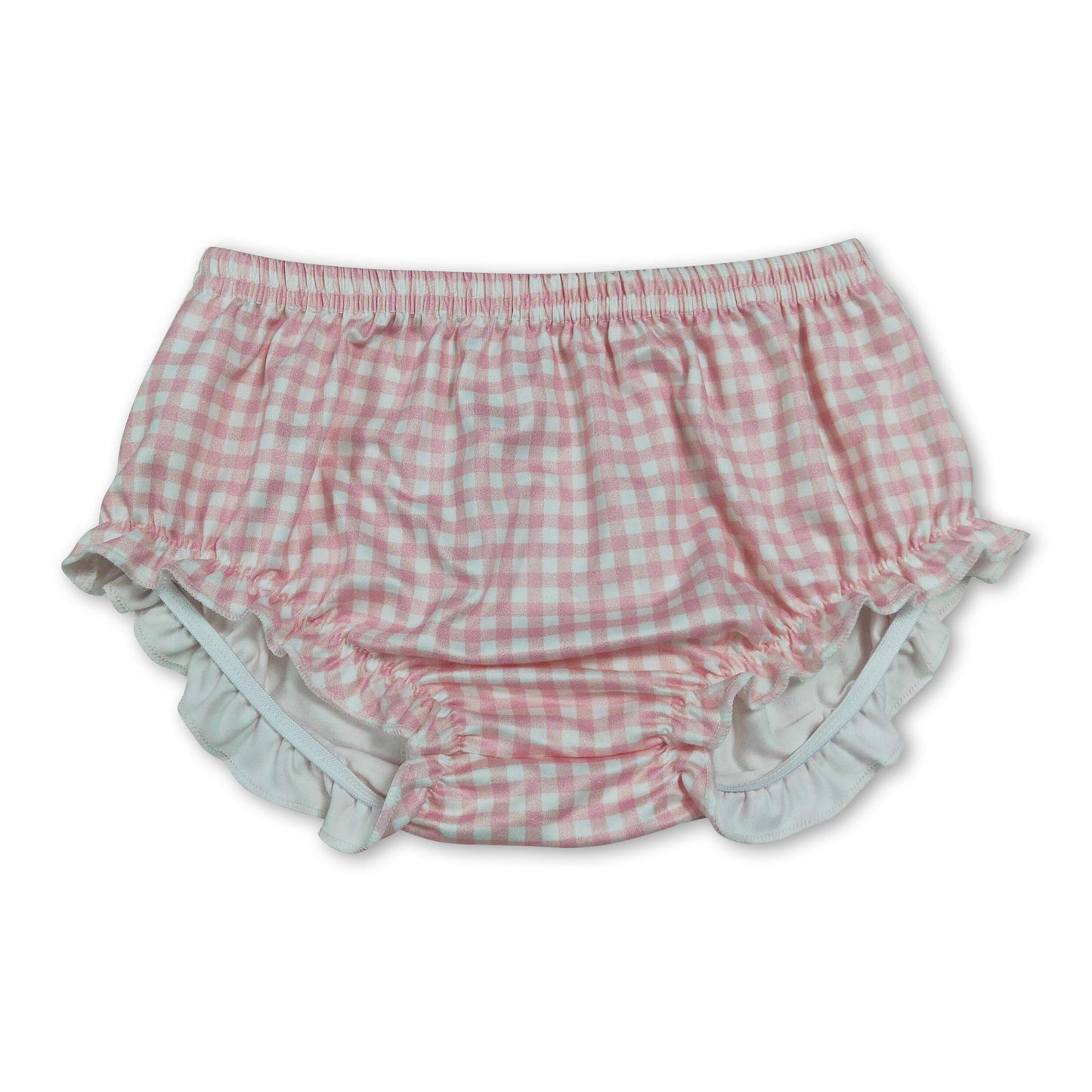 Pink plaid ruffle baby girls summer bummies