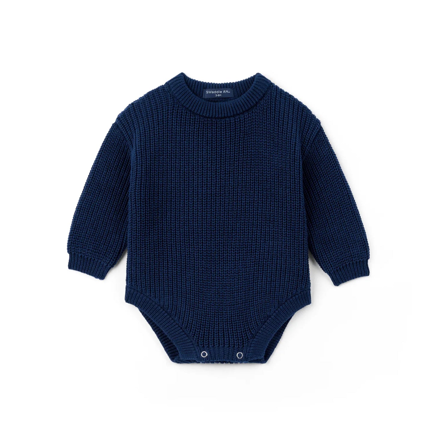 Classic Chunky Knit Baby Romper in Navy