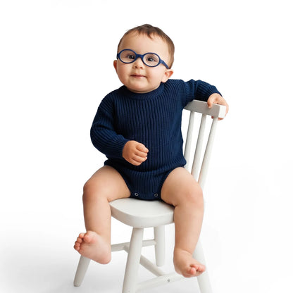 Classic Chunky Knit Baby Romper in Navy