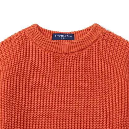 Classic Chunky Knit Baby Romper in Orange Rust