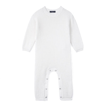 Baby Knit Romper Snap Closure in White