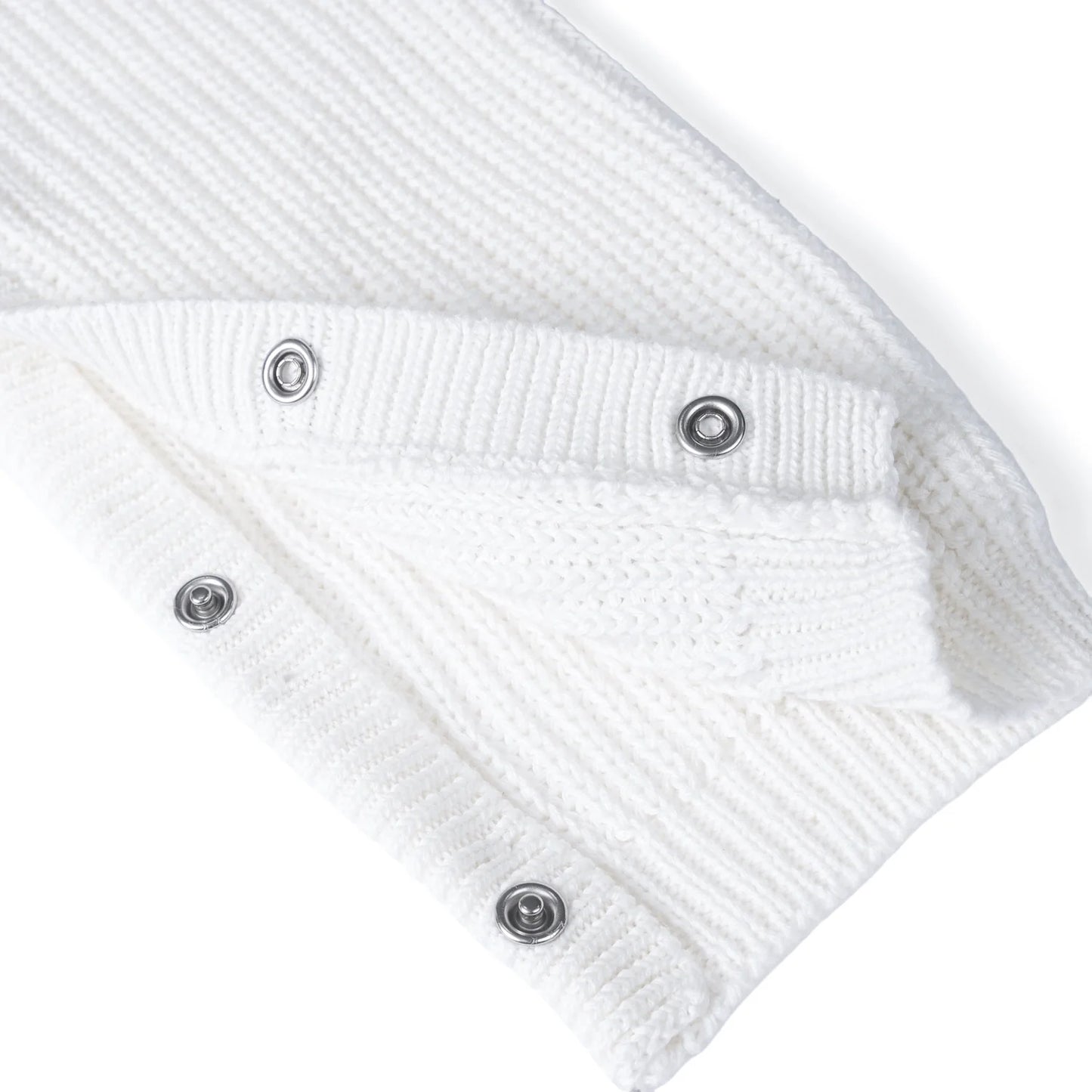 Baby Knit Romper Snap Closure in White