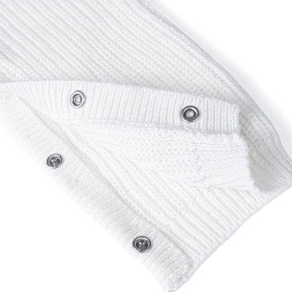 Baby Knit Romper Snap Closure in White