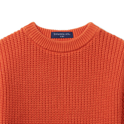 Ruffle Chunky Knit Baby Romper in Orange Rust