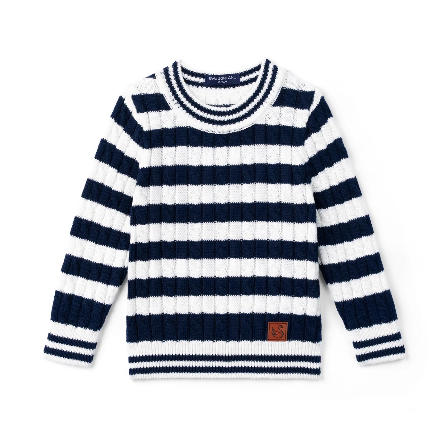 Striped Cable Knit Kids Sweater