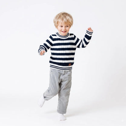 Striped Cable Knit Kids Sweater