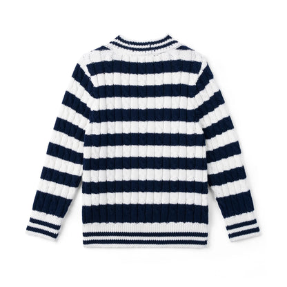 Striped Cable Knit Kids Sweater