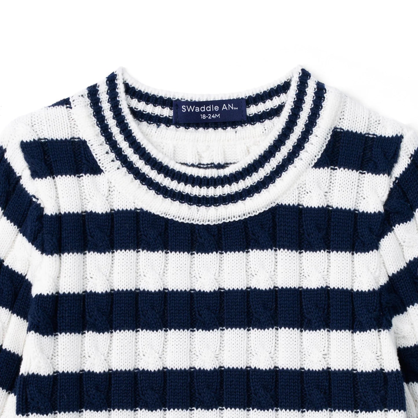 Striped Cable Knit Kids Sweater