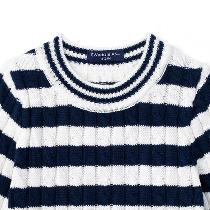 Striped Cable Knit Kids Sweater