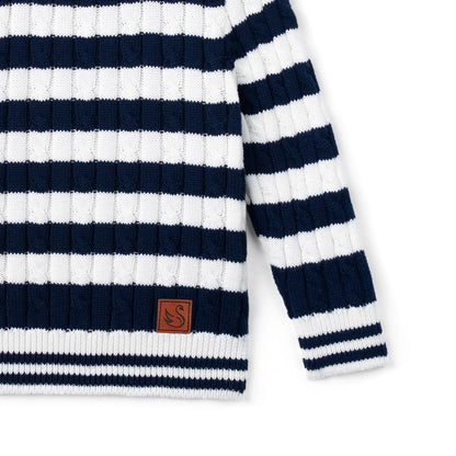 Striped Cable Knit Kids Sweater