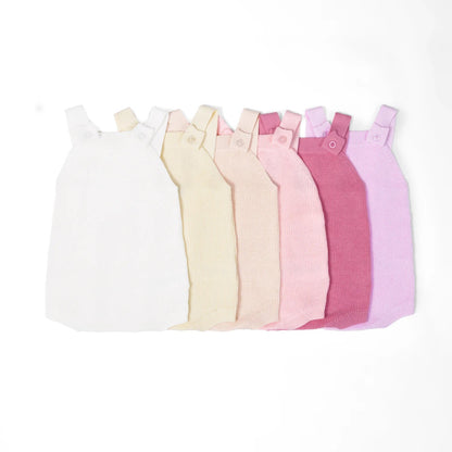 Baby Knit Button Strap Romper in Rose Pink