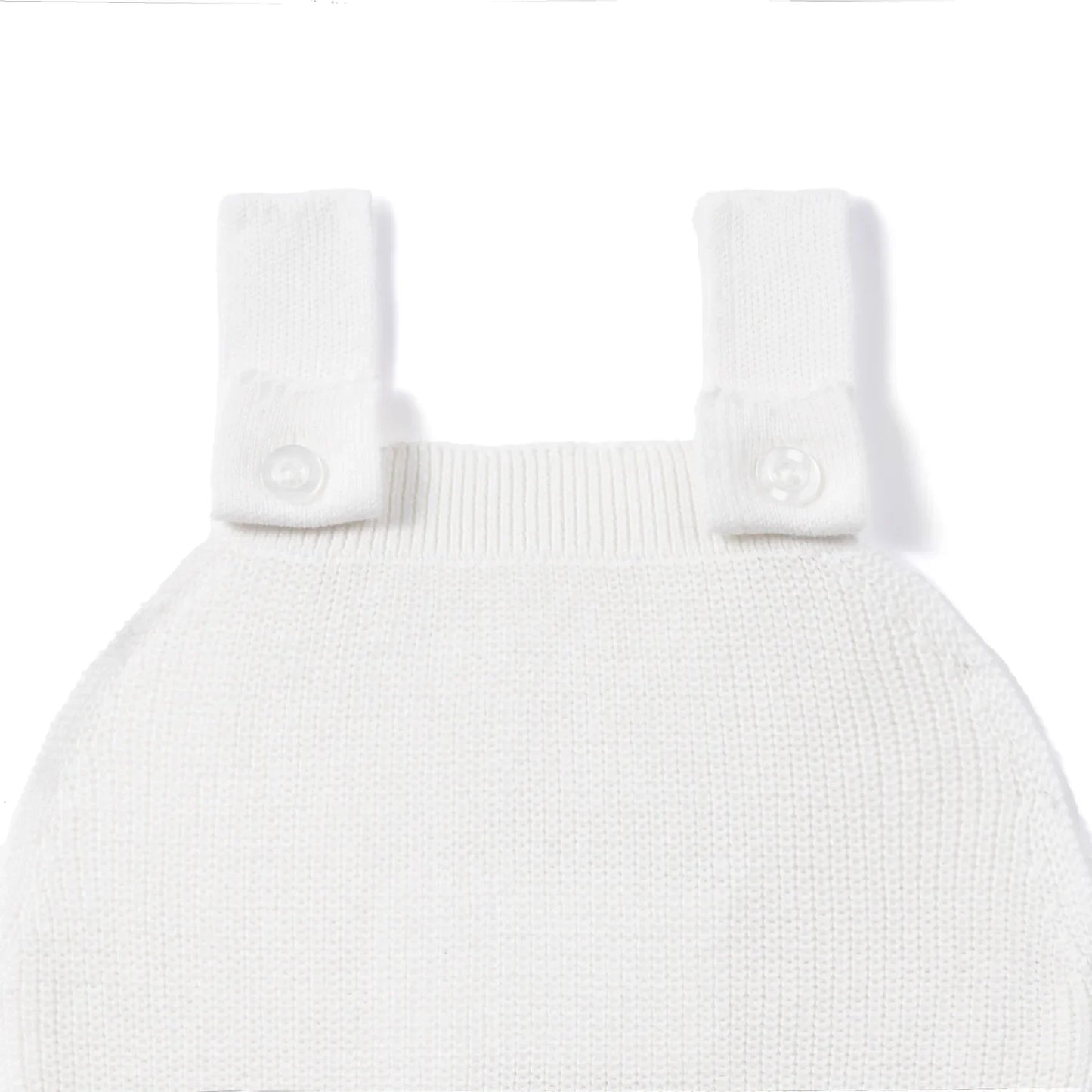 Baby Knit Button Strap Romper in White