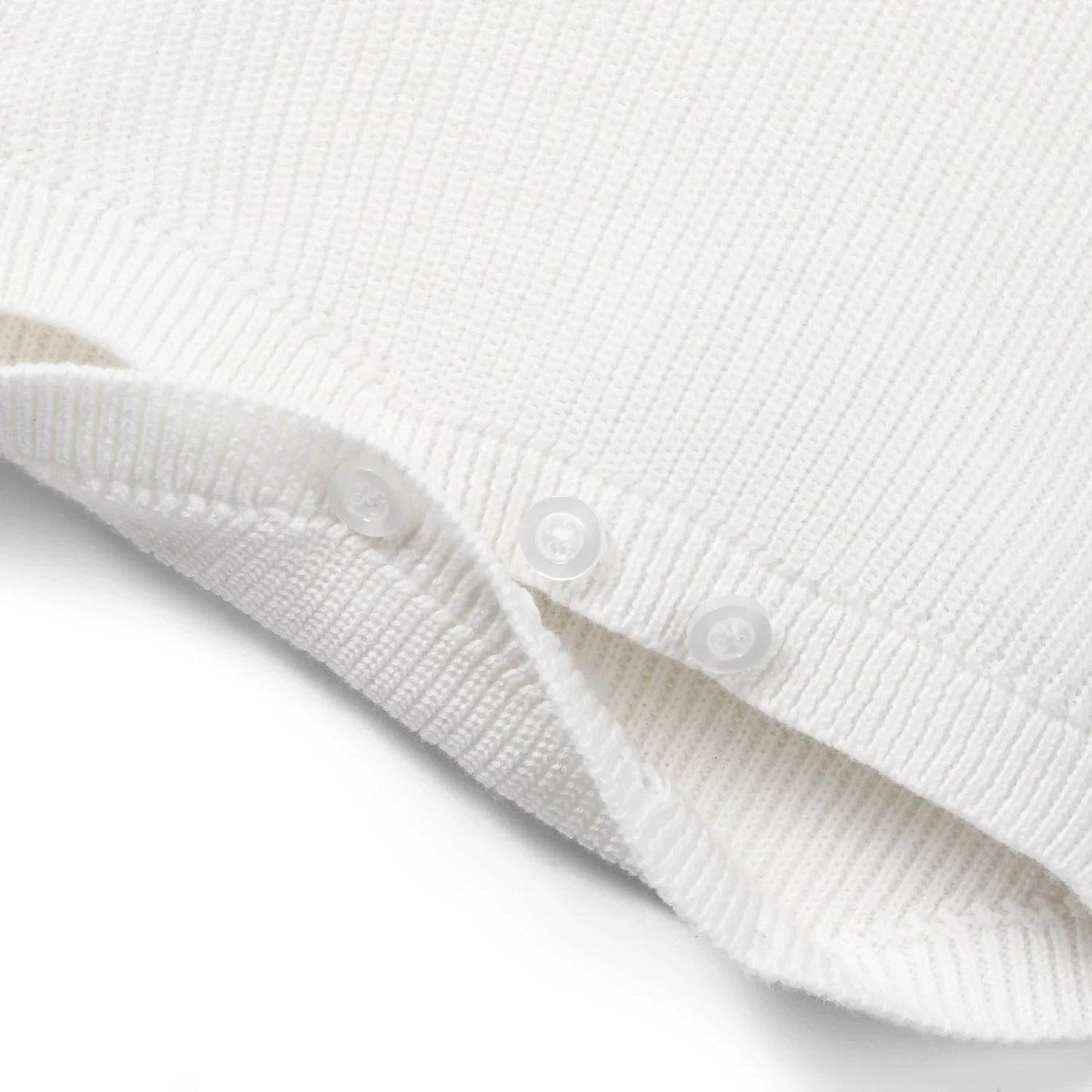 Baby Knit Button Strap Romper in White