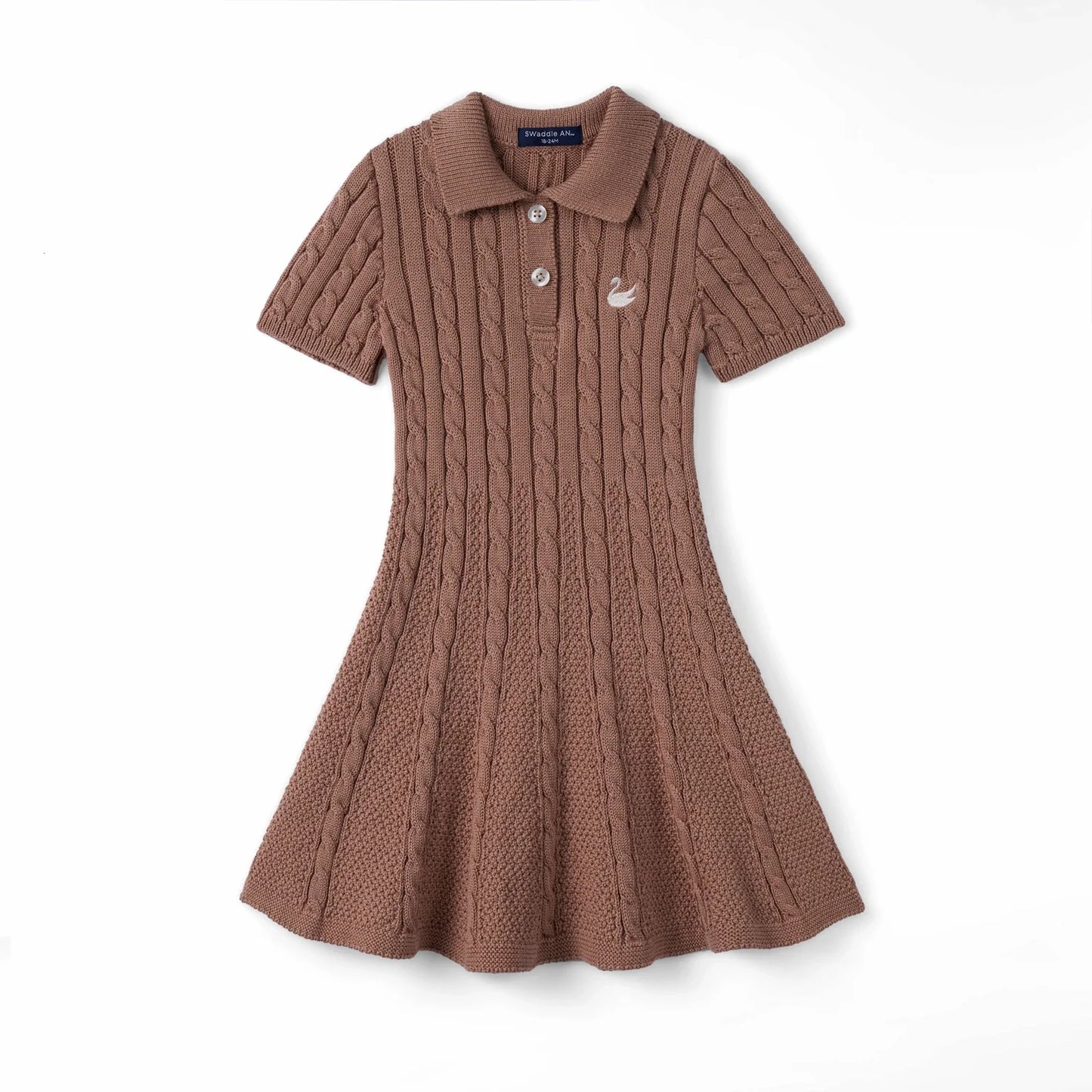 Cable Knit Polo Dress in Mocha