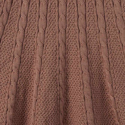 Cable Knit Polo Dress in Mocha
