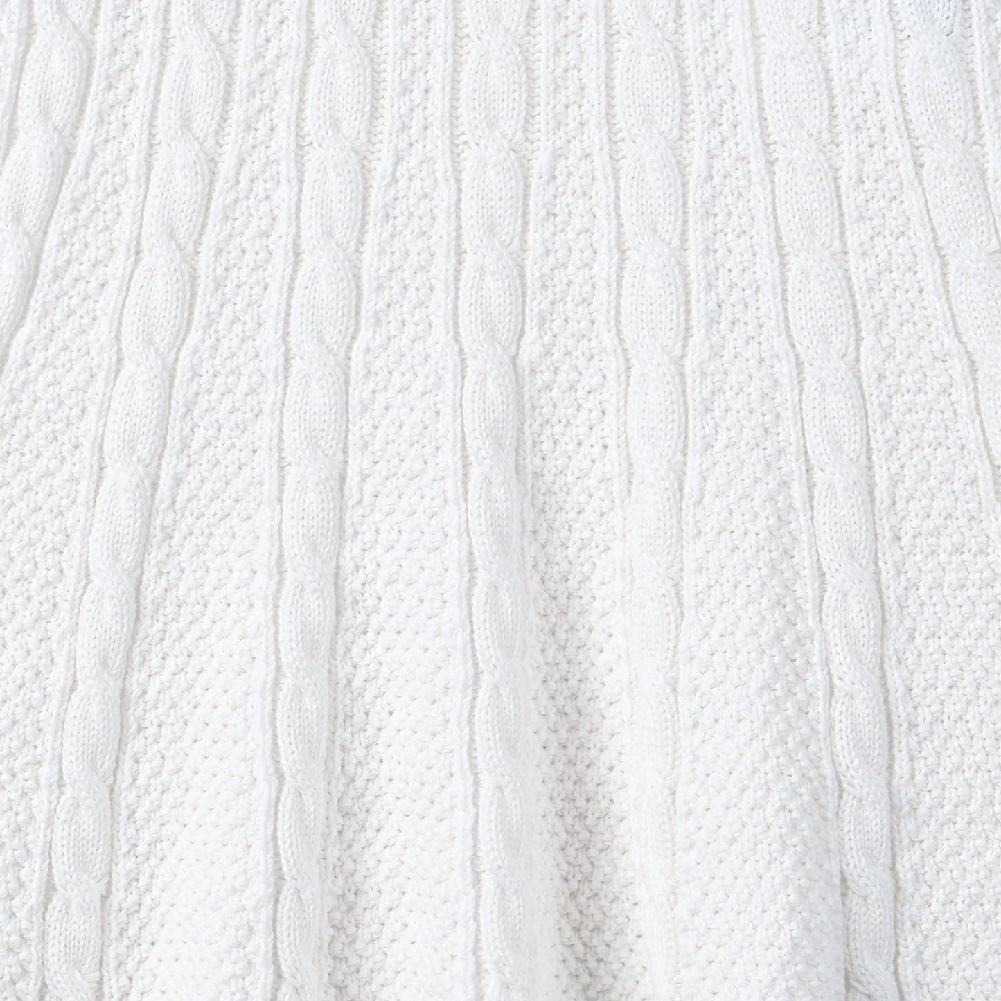 Cable Knit Polo Dress in White