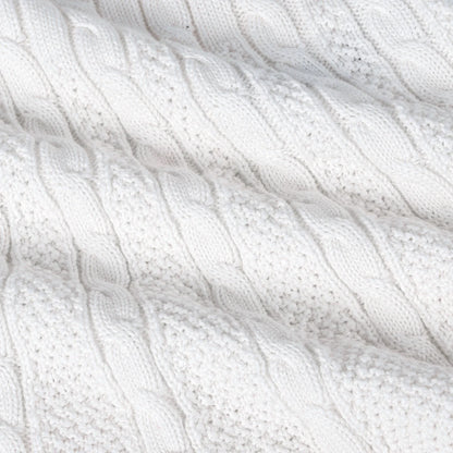 Cable Knit Polo Dress in White