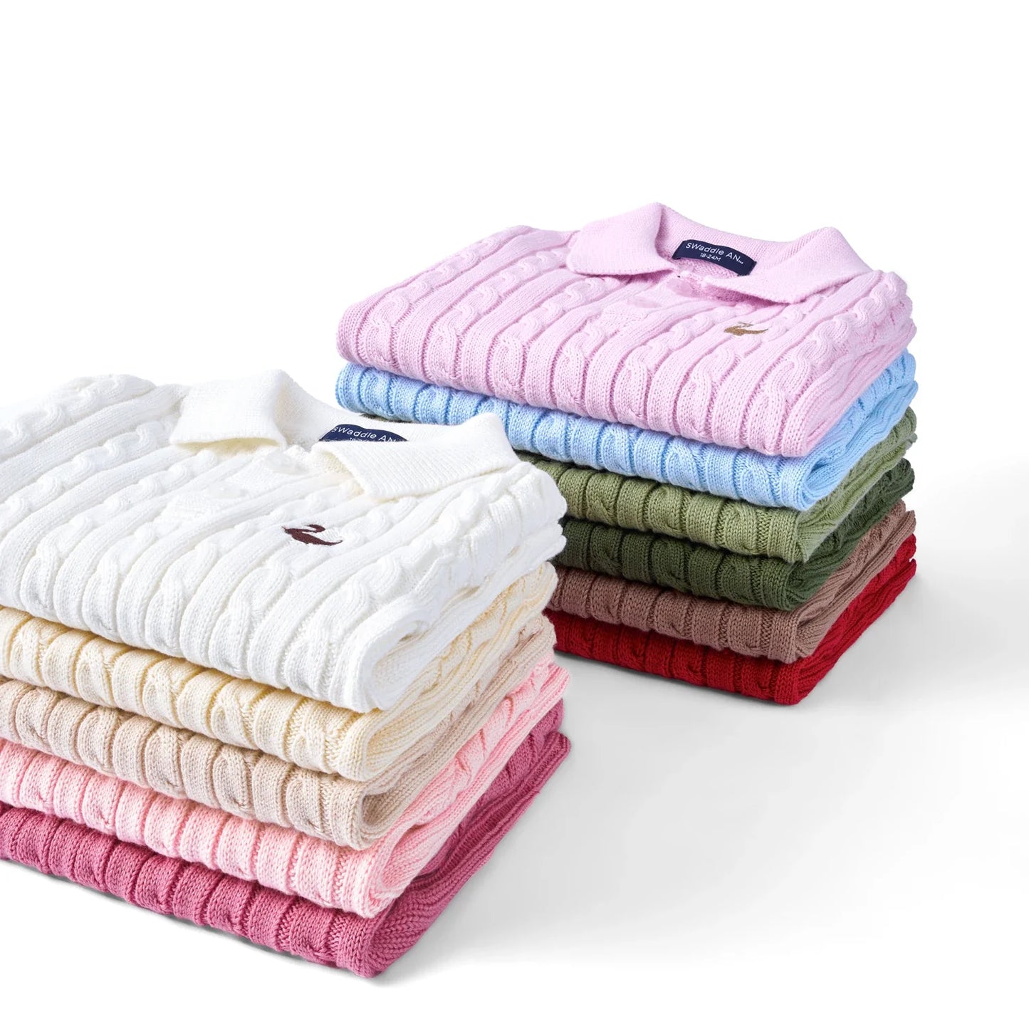 Cable Knit Polo Sweater in Lilac