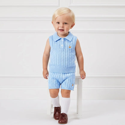 Cable Knit Short in Baby Blue