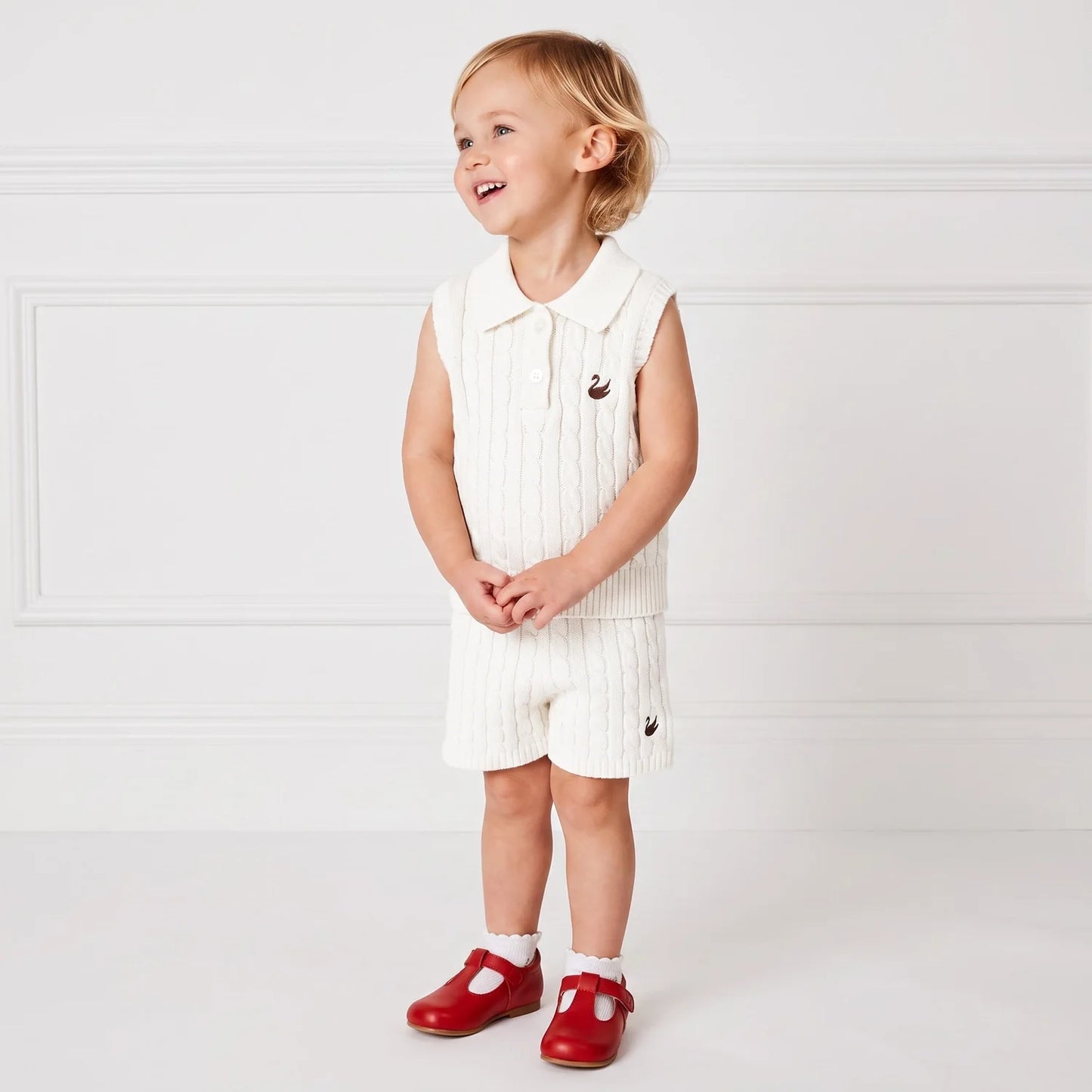 Cable Knit Short in White