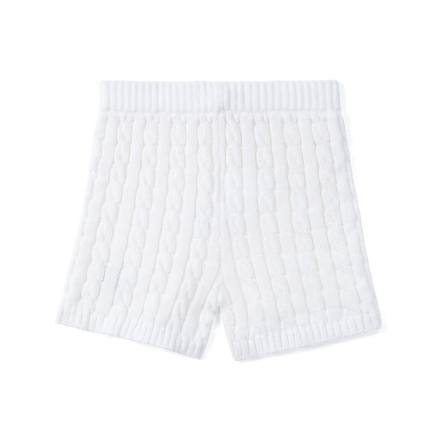 Cable Knit Short in White