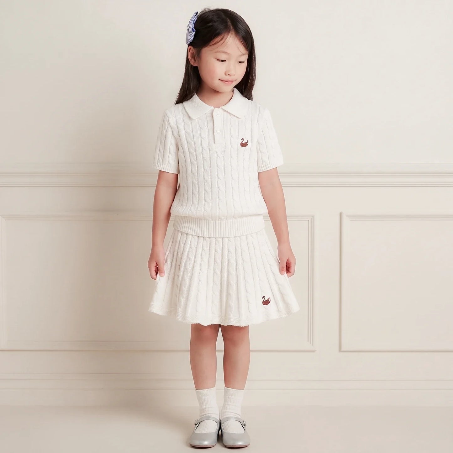 Cable Knit Skirts in White