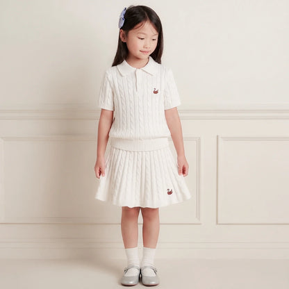 Cable Knit Skirts in White