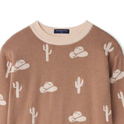 Cactus Knit Long Sleeve Crewneck Sweater