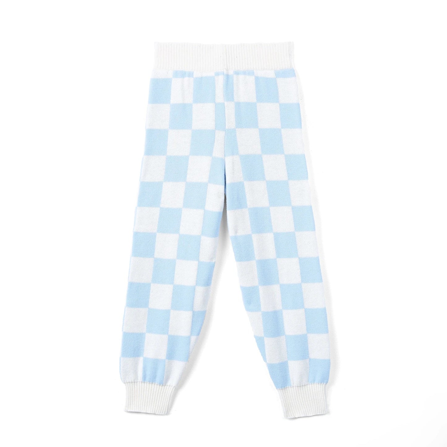 Blue Checker Knit Jogger Pants